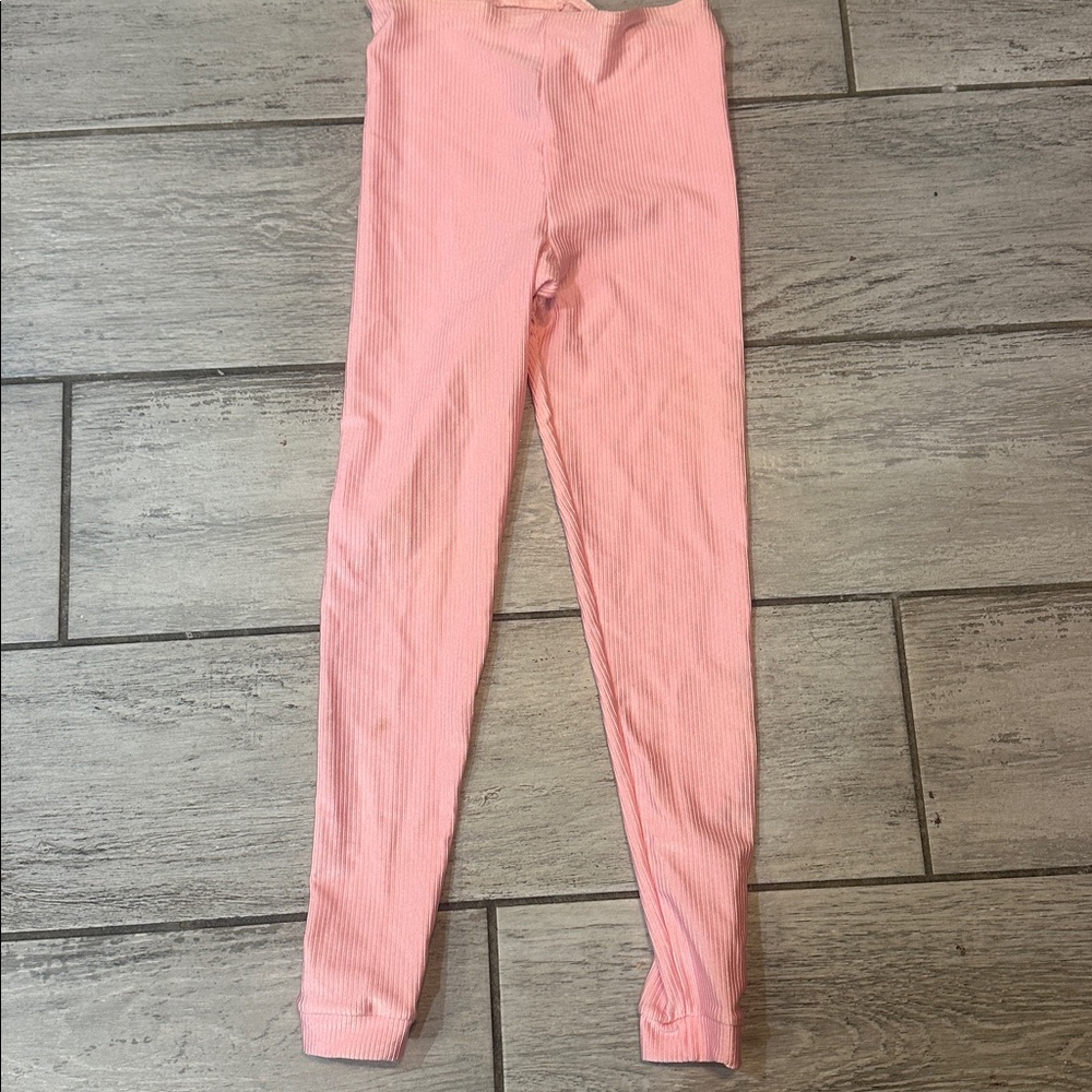 Pink Ribbed Leggings Perfect for Under Costume for Warmth.  Glinda Wicked Large